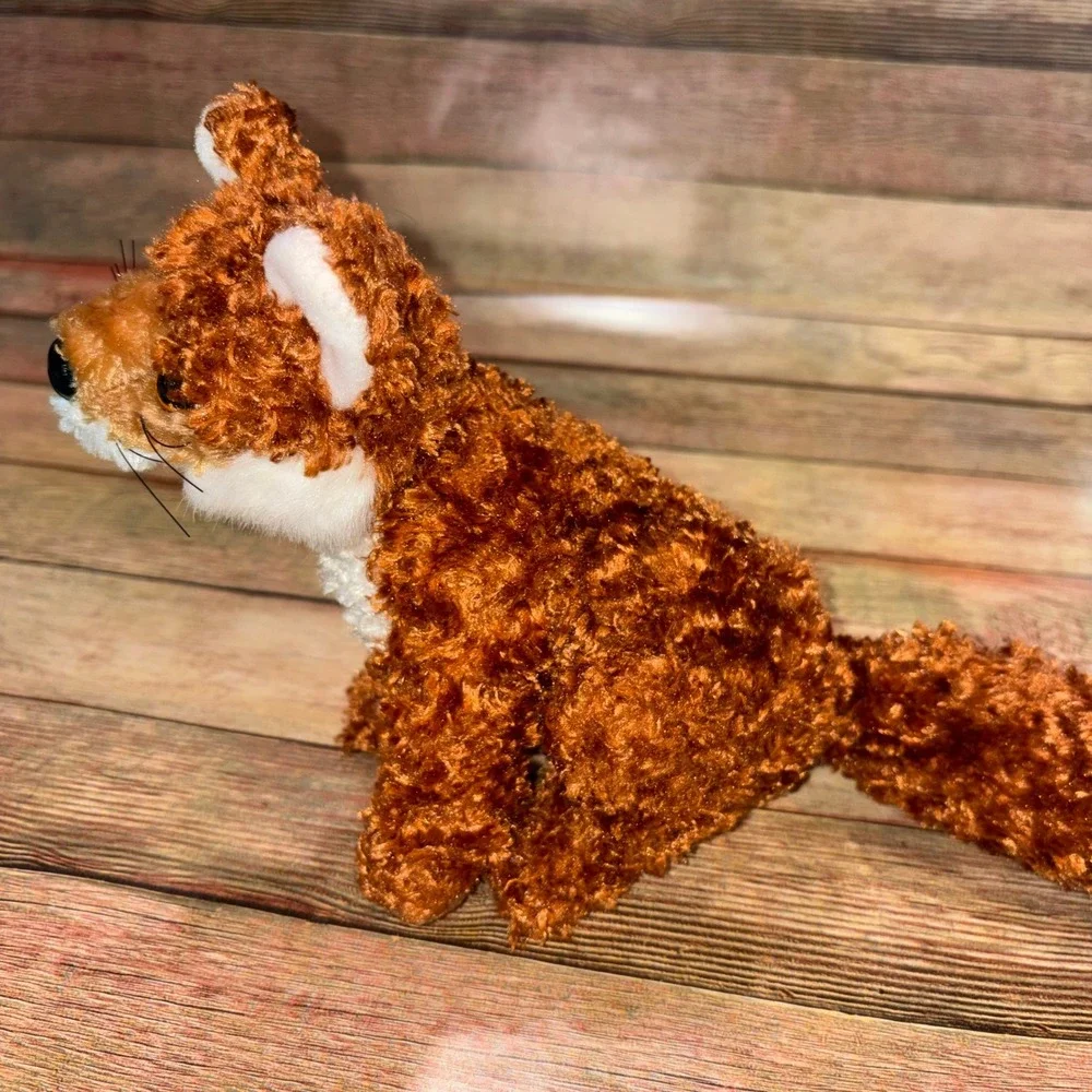 Textured Sitting Fox Plush Stuffed Animal Toy Kids Small Orange Fiesta